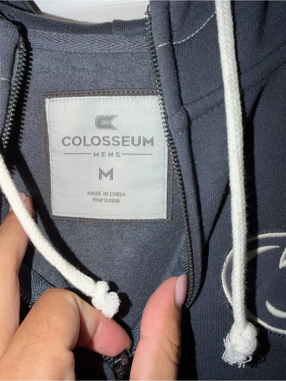 Colosseum Navy Penn State Zip Hoodie with White Drawstrings